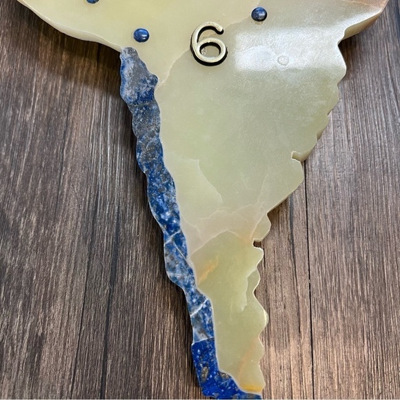 South America Analog Wall Clock Handmade Stones Jade and Lapizlazuli - Picture 5 of 10